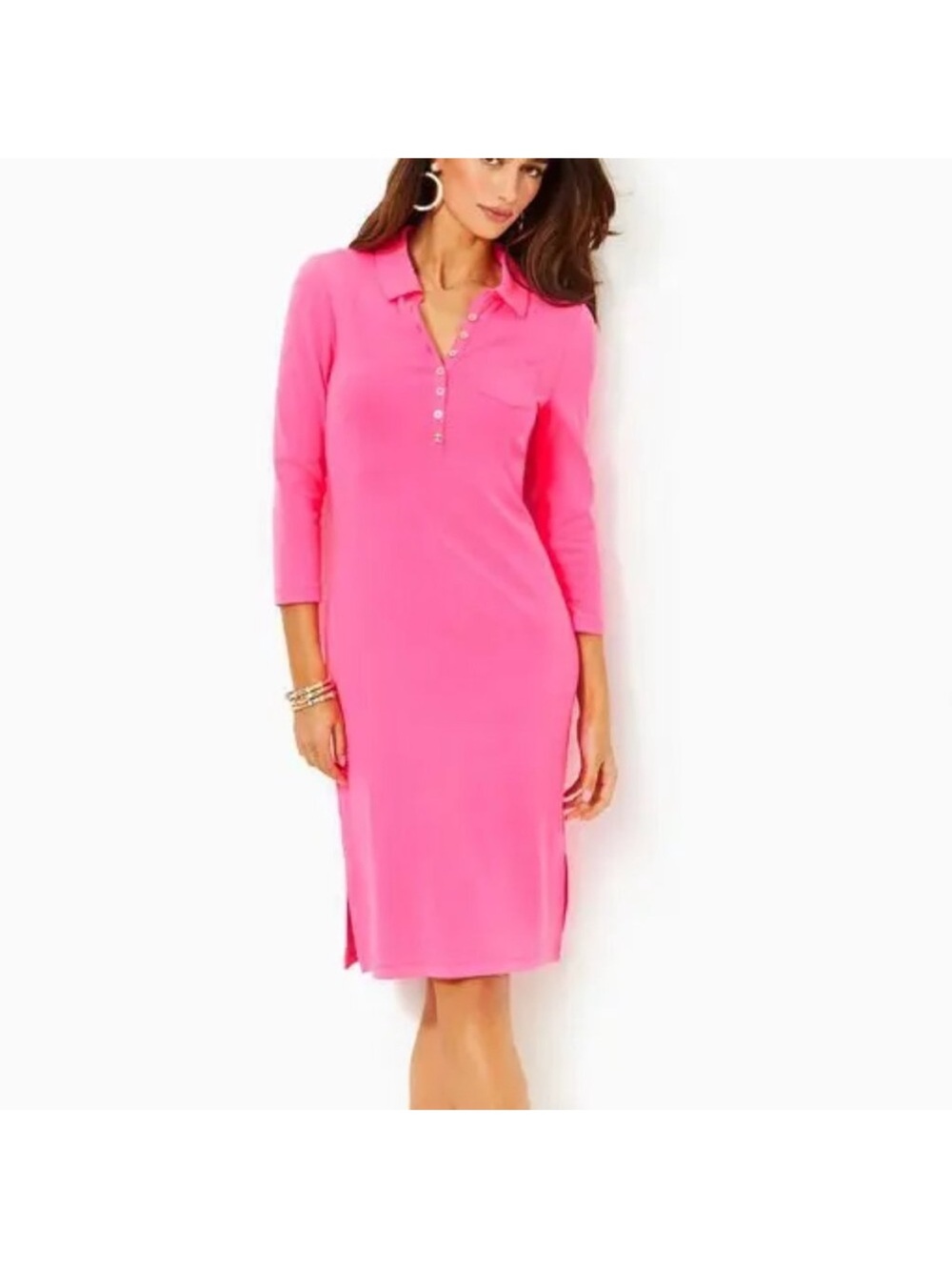 Lilly Pulitzer Reema 3/4 Sleeve
Knee Length Polo Dress in Roxie Pink SZ small